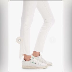 NWT MOTHER Jeans The Looker Ankle Step Fray Skinny Jeans Cream Puff SZ 28/6 26.5